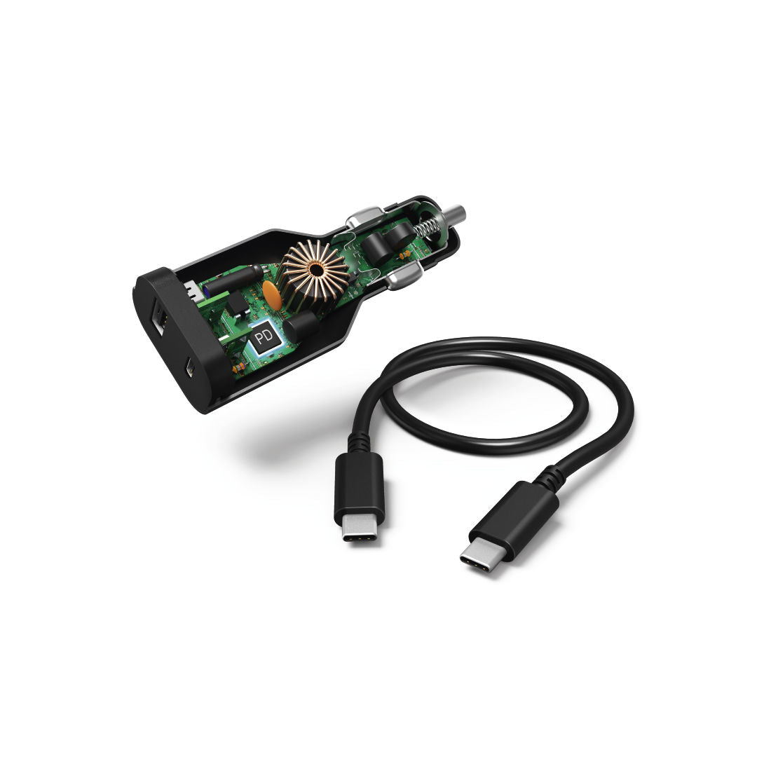 Hama  54177 USB-C PSU for Cars, Power Delivery (PD), 5-20V/70W, USB-C Cable,1 m