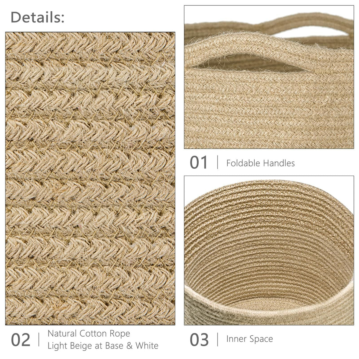 Dahey Small Cotton Rope Woven Coiled Basket for Home