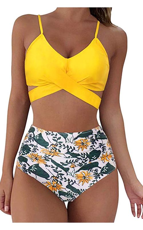 Womens Bikini High Waisted Swimsuits Sexy Leopard Print Bathing Swimwear
