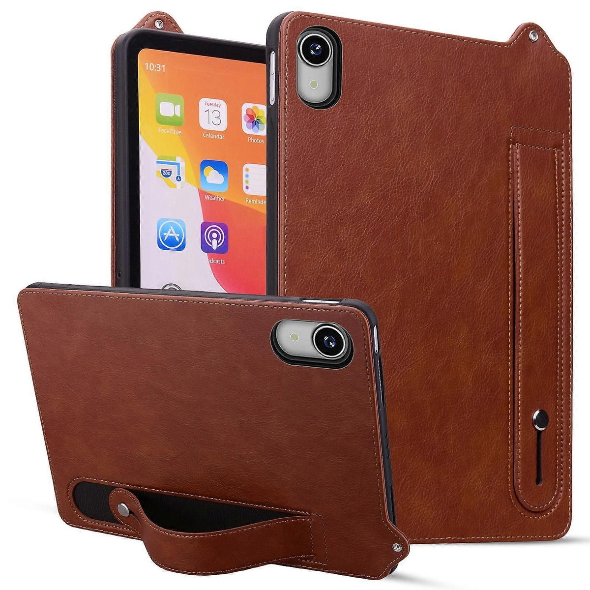 Kickstand Leather Case with Hand Strap for Lenovo Tab P11