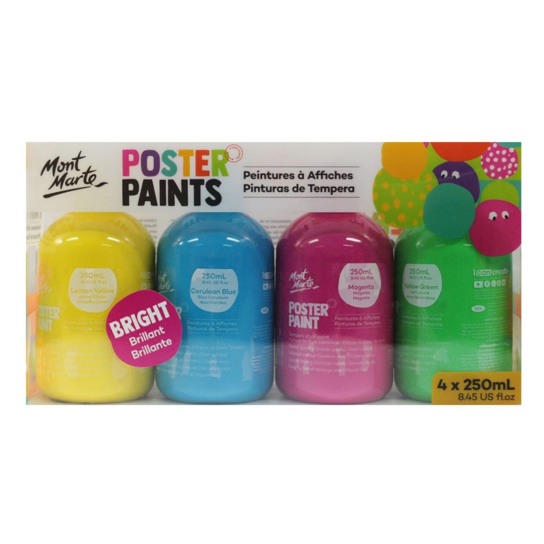 Mont Marte Poster Paint, 250ml, 4-Pieces, MPST4001