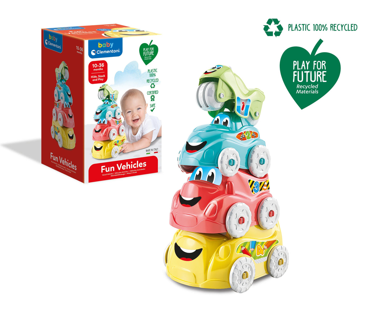 Clementoni -Fun Vehicles Hide & Stack