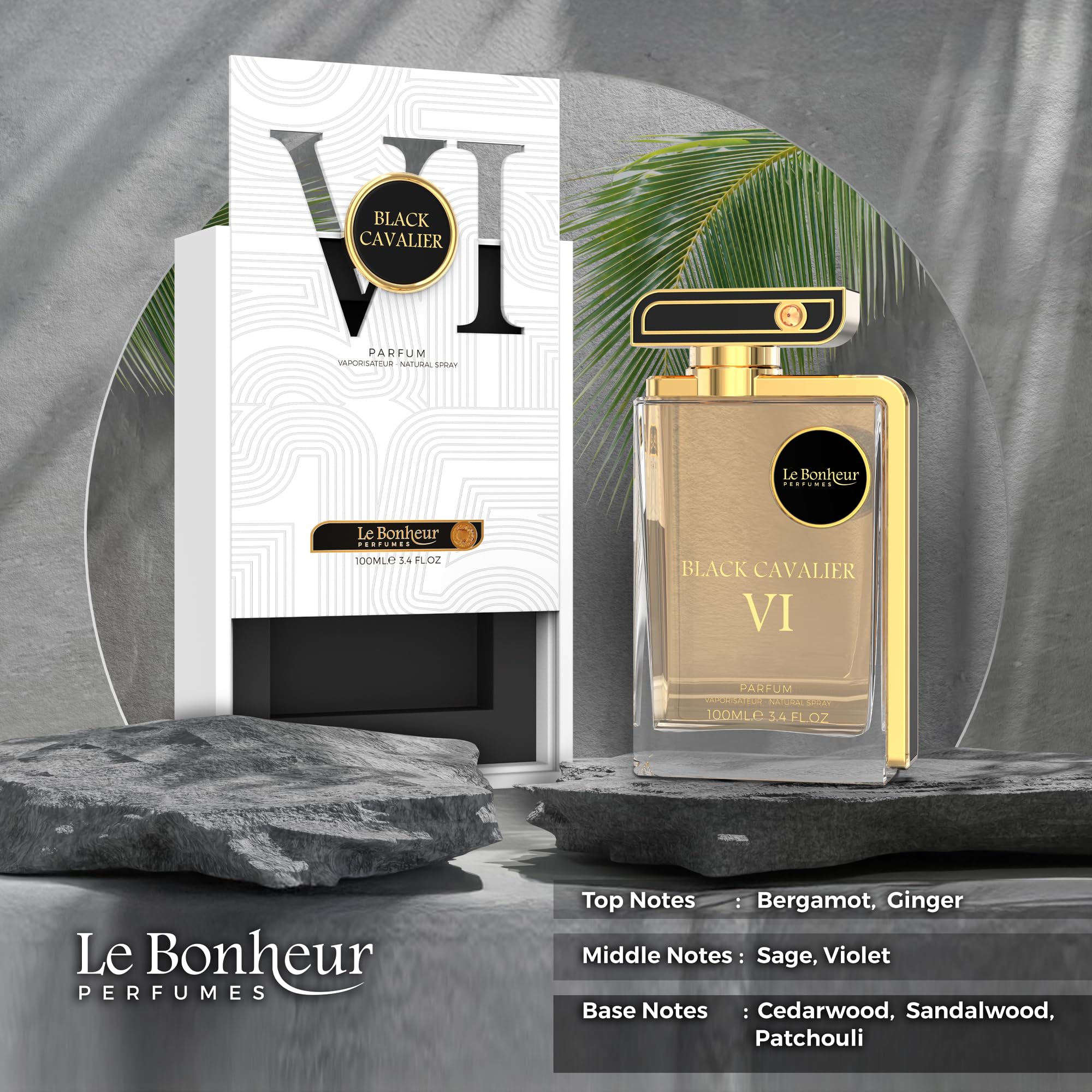 Le Bonheur Black Cavalier VI Unisex Eau de Parfum, 100ml