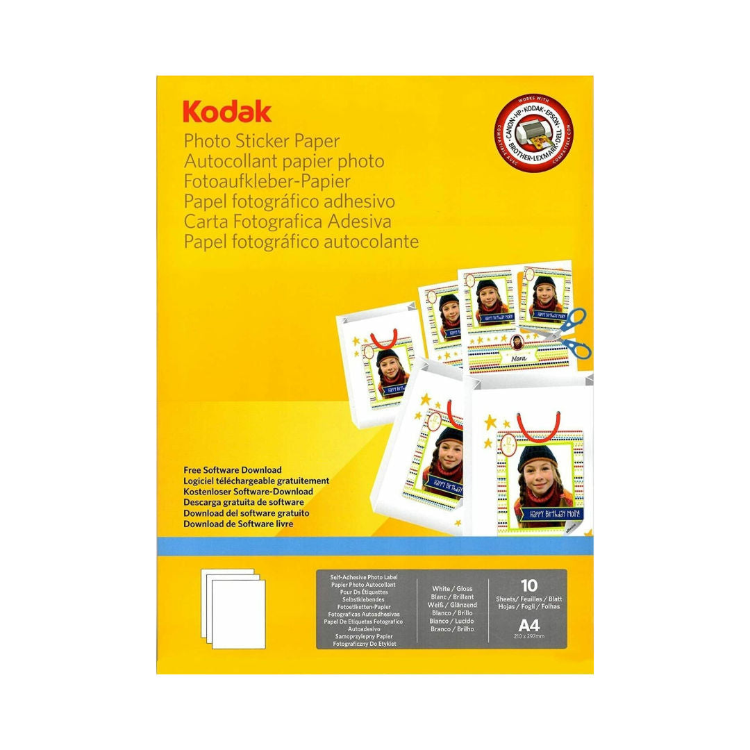 Kodak Glossy Photo Sticker Paper, 120gsm