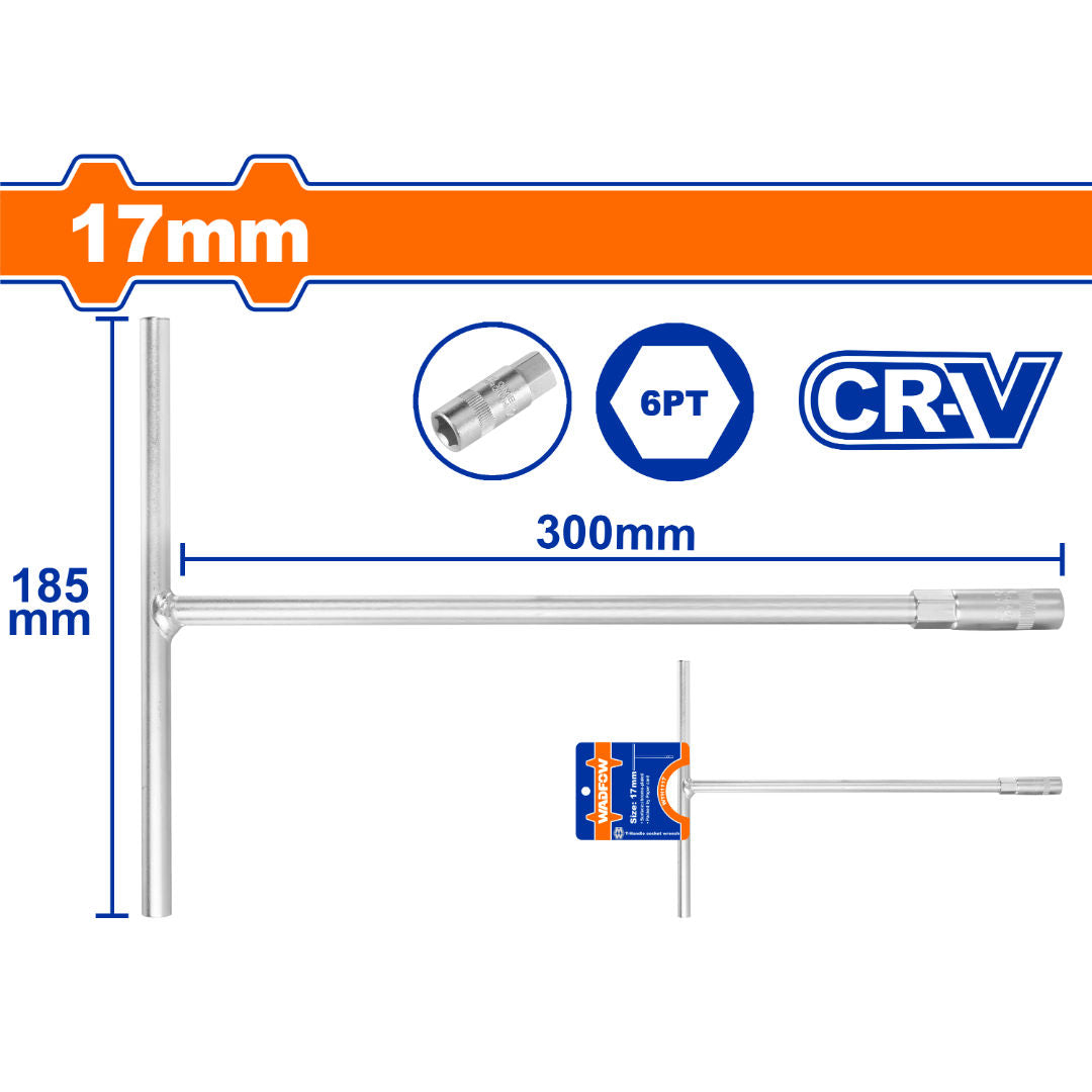 WADFOW T-Handle Socket Wrench Series, Cr-V, Chrome Plated