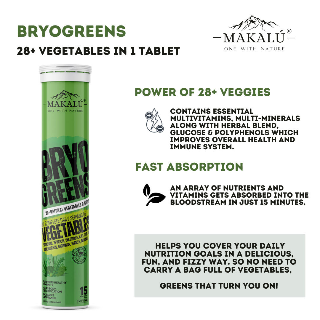 Makalu Bryo Greens with goodness of 28+ organic Vegetables in single tablet - 15
