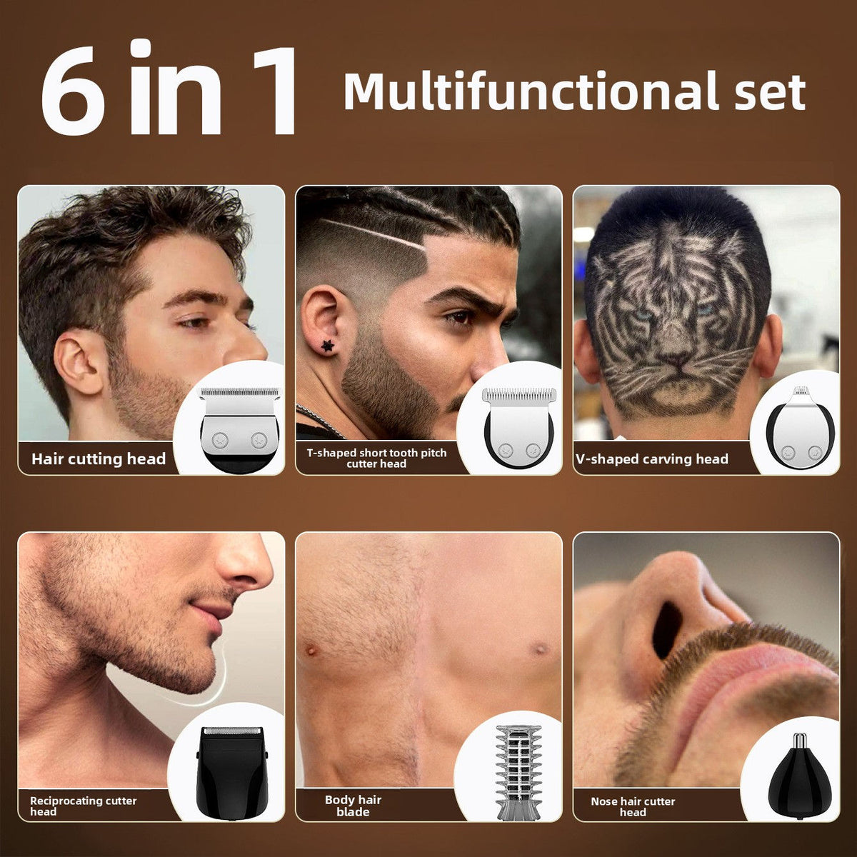 Hair Clipper with Digital Display and 9 Guide Combs