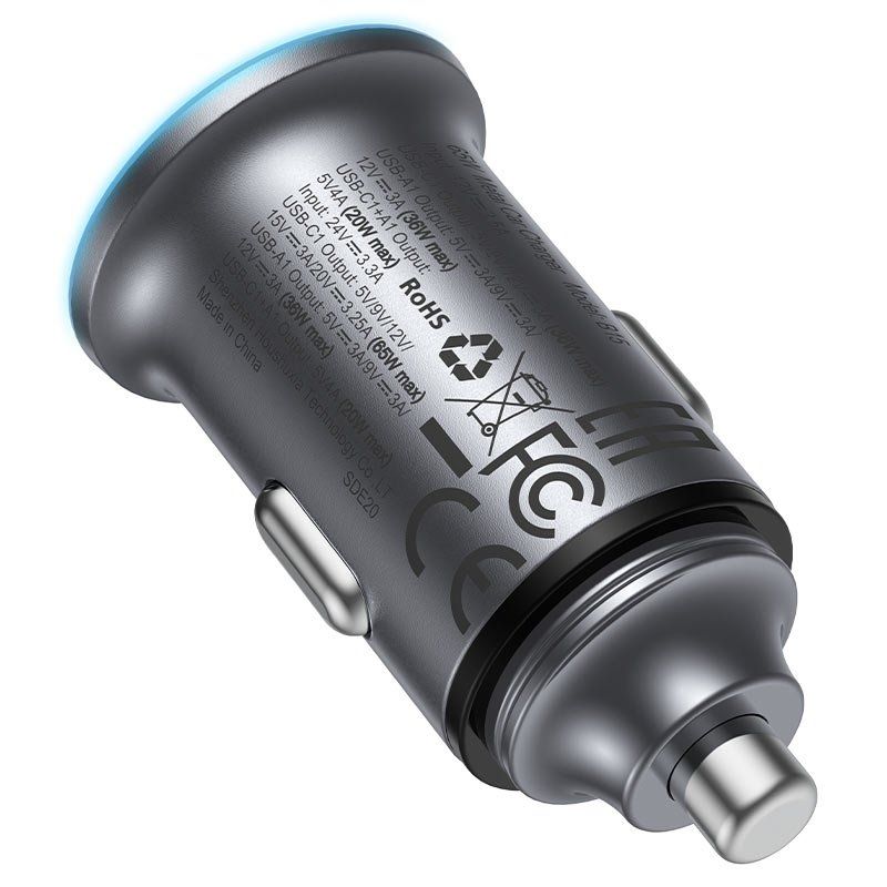 Fast Charge Car Charger B15 65W (1xUSB-C + 1xUSB-A)