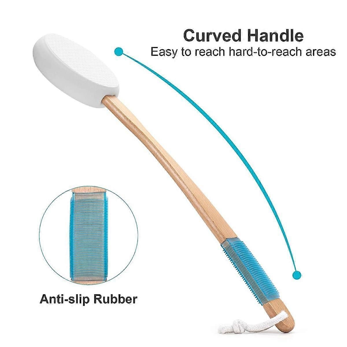 Long Handle Back Lotion Applicator with 4 Replaceable Pads