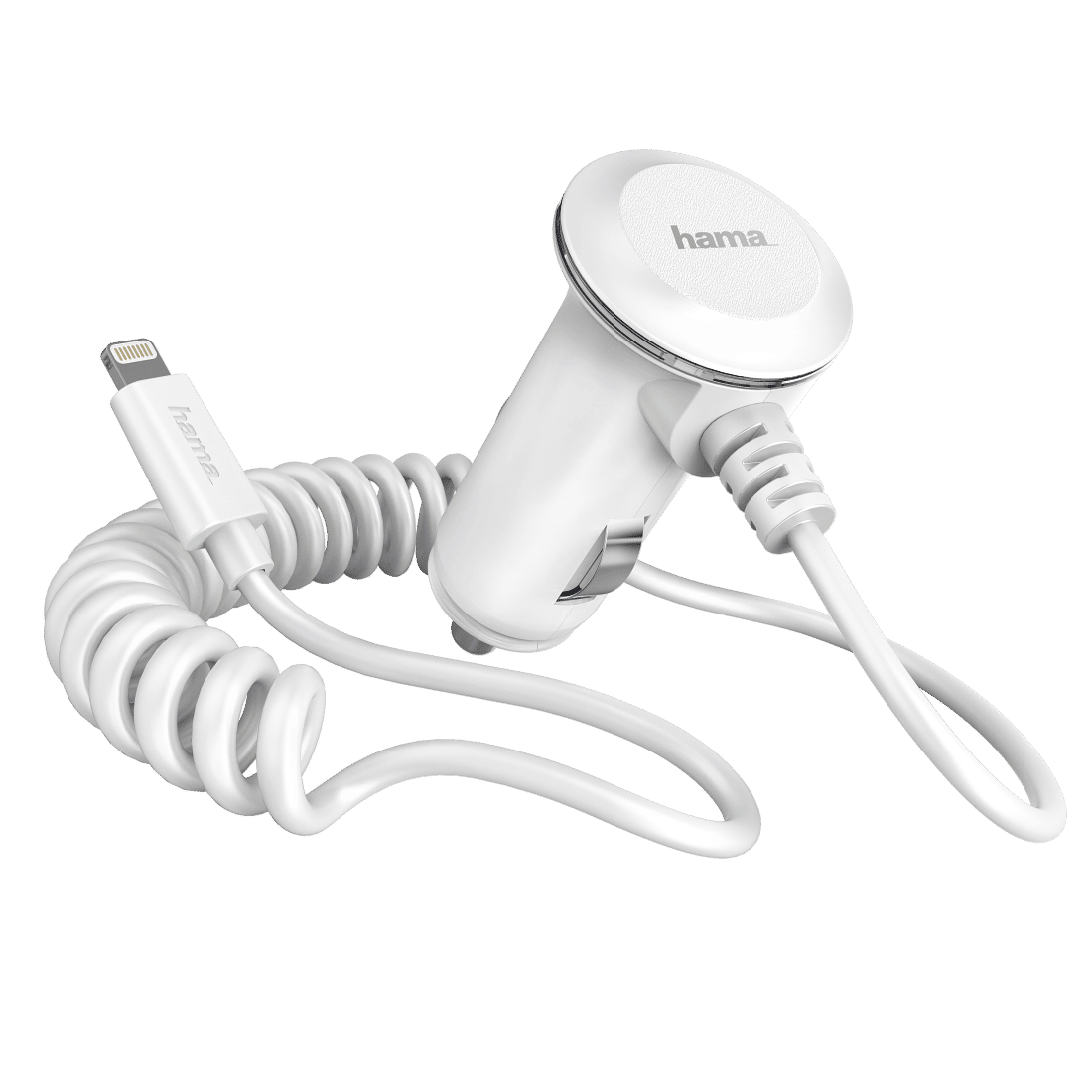 HHAMA 102096 Vehicle Charging Cable f. iPhone 5/5s/5c/6/6 Plus/6s/6s Plus/SE, MFI, white