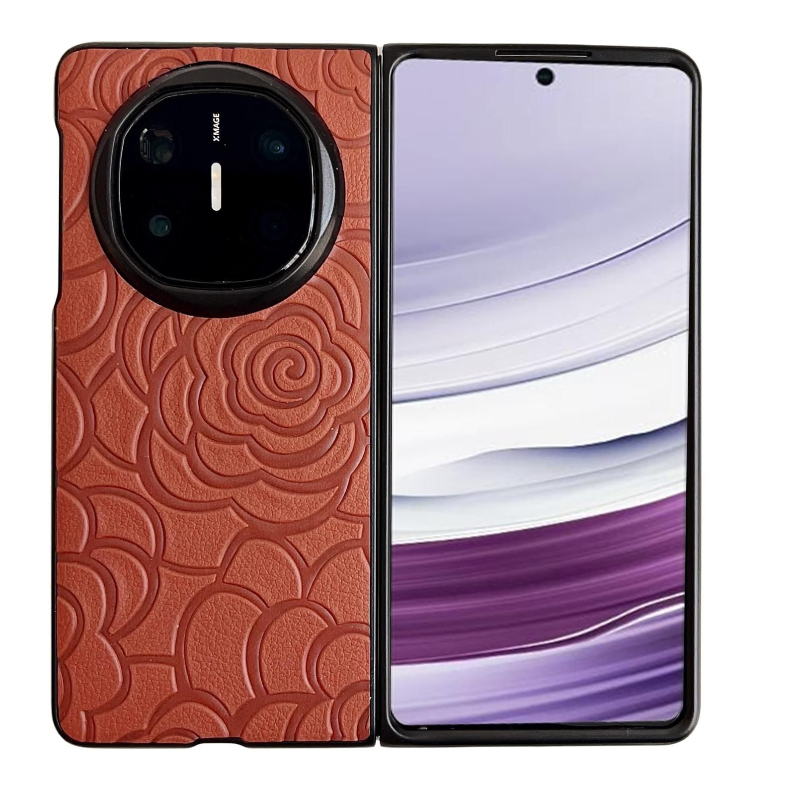 Camellia Pattern PU Case For Huawei Mate X5