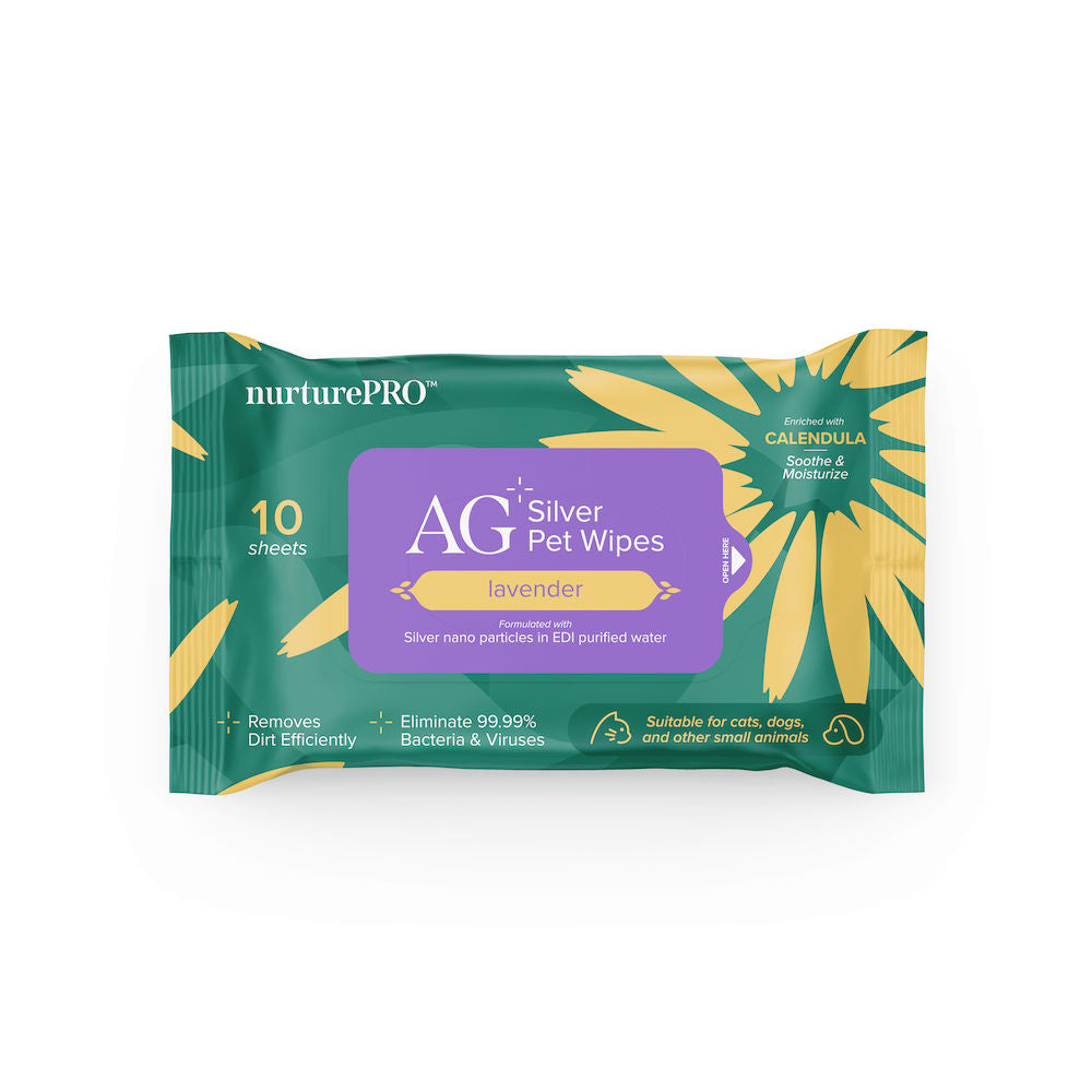 NURTUREPro AG+ Silver pet wet wipes - Lavender (10 sheets/pack)