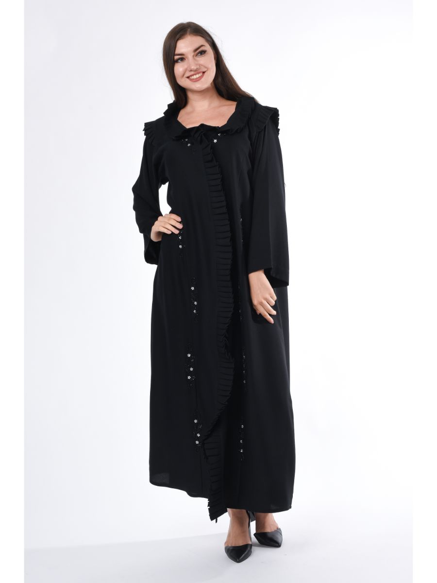 MOiSTREET Black Abaya with Pleated detailing