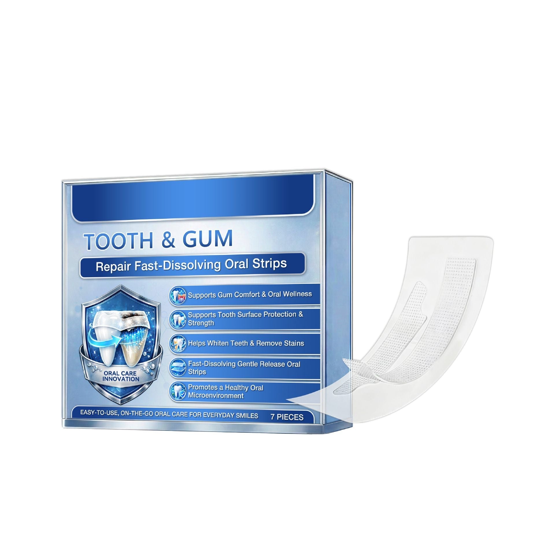 Tooth & Gum Repair Fast-Dissolving Oral Strips - Whitening, Stain Removal & Gum Care (7 Pieces)