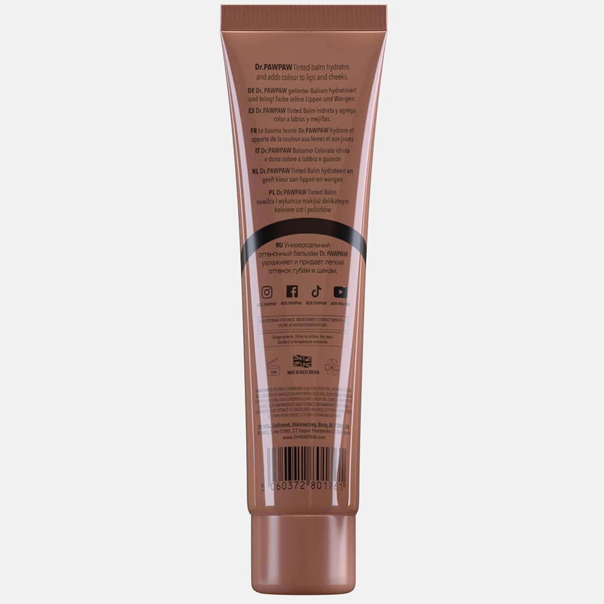 Dr. Pawpaw Rich Mocha Balm - Multi-purpose Balm, Pawpaw Lip Balm, Lip Balm, Tinted Balm, Skin Highlighter, Smooth Skin, Ed Lips, Vegan Beauty, Ethical Beauty, 25ml