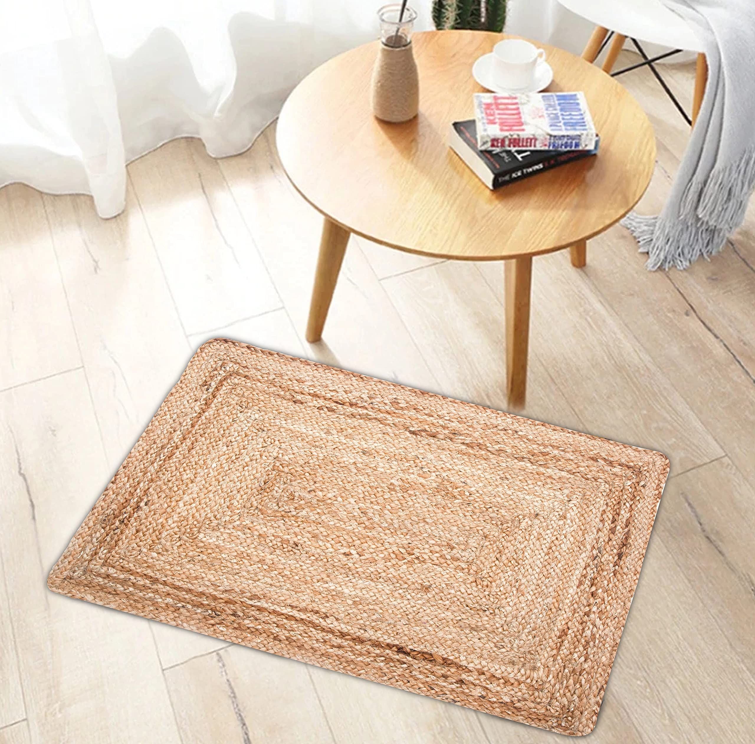 Jute Area Natural Hand Made Braided Reversible Rug 2x3