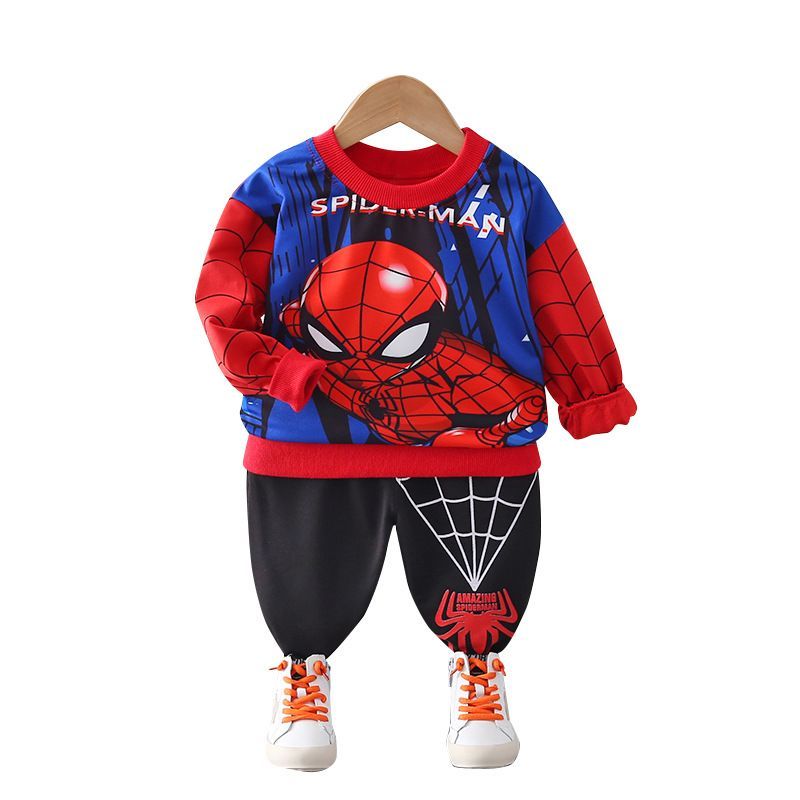2pcs Children Spiderman Sweatshirt Pants Set Kids Autumn Long Sleeve Tops T Shirt