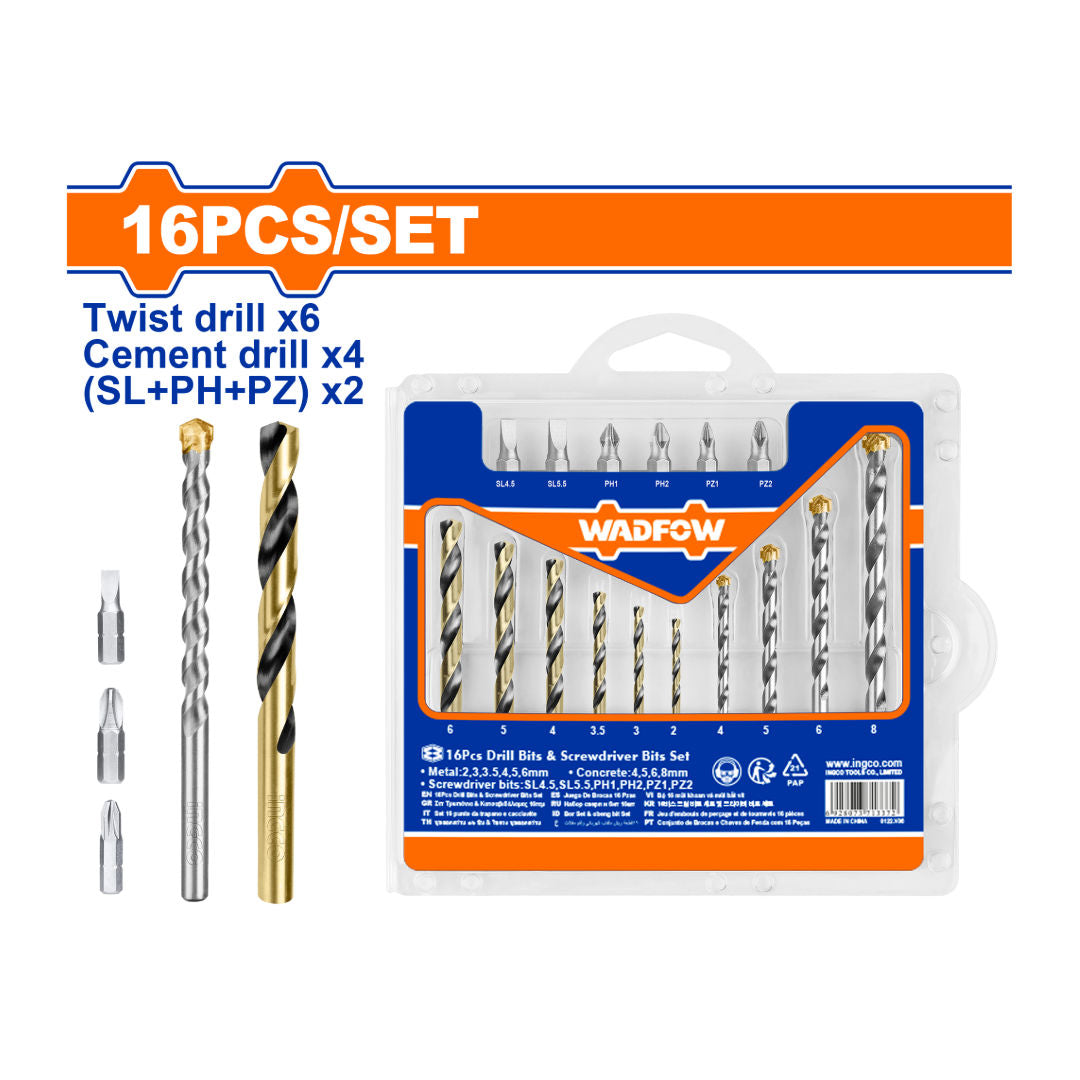 WADFOW 16 Pieces Drill & Driver Bit Set