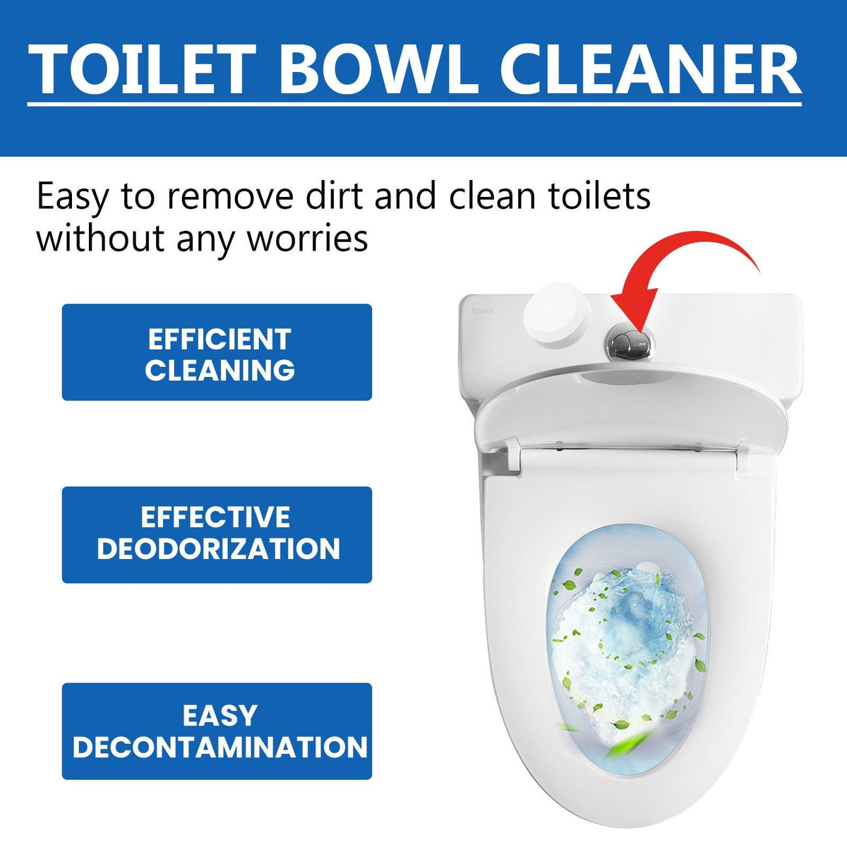 Automatic Toilet Cleaner Tablets, Odor Removal, Stain & Rust Removal, Fresh Fragrance ,10pcs
