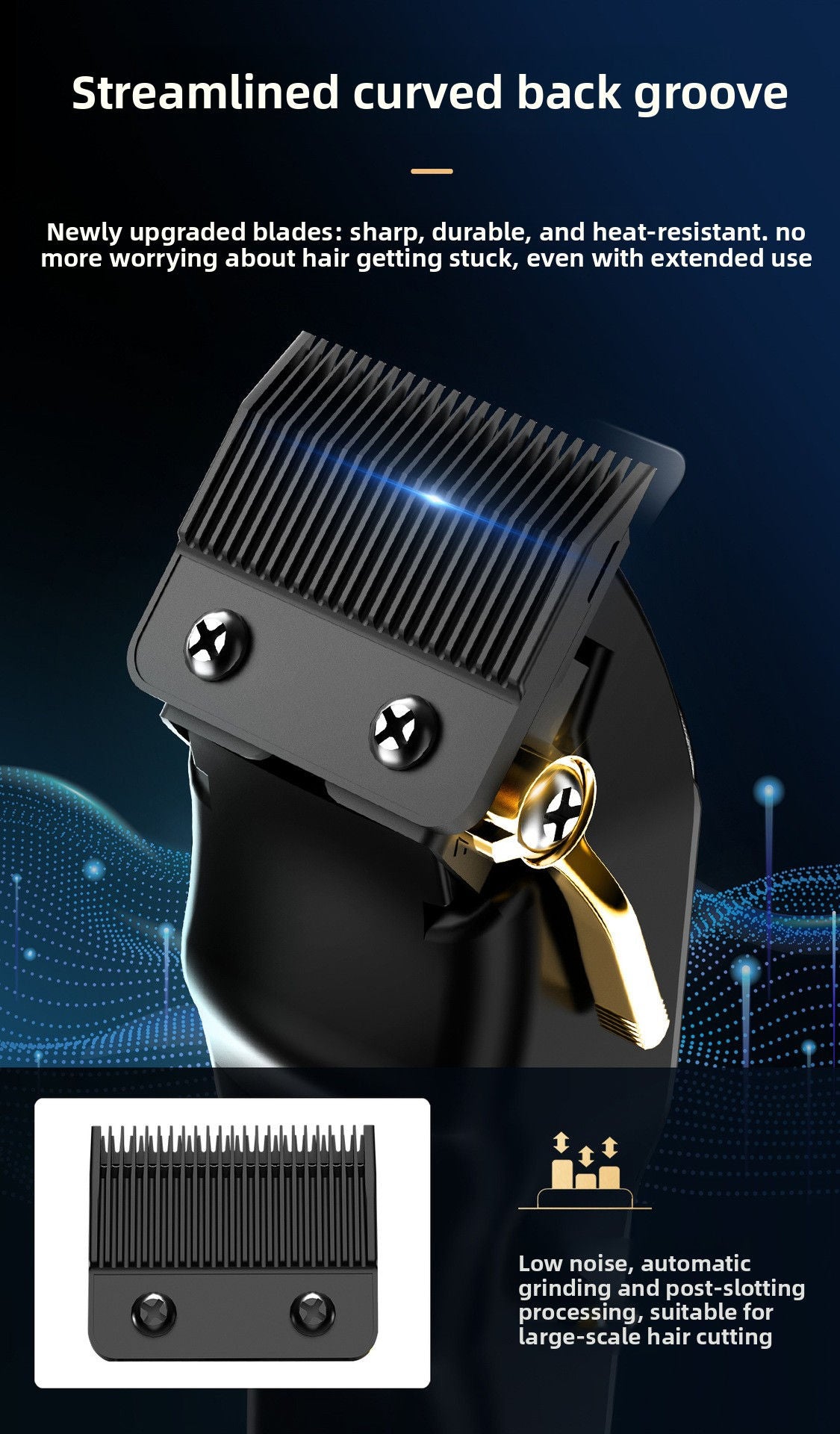 Oil Head Hair Clipper Kit with 8 Guide Combs, USB Rechargeable