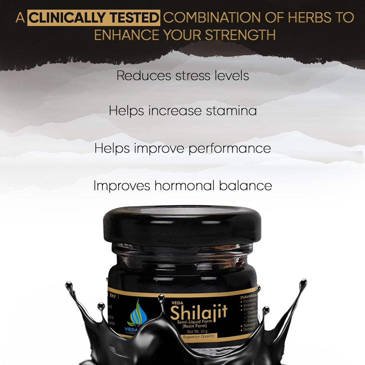 Vedapure Natural & Pure Shilajit/Shilajeet Resin for Men & Women 25 Gram and Star Spark Delay Spray for men 12 ml Combo