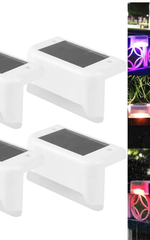 4 Pack Solar Deck Lights LED Solar Step Lights Waterproof Fence Lights For Outdoor Steps Fence