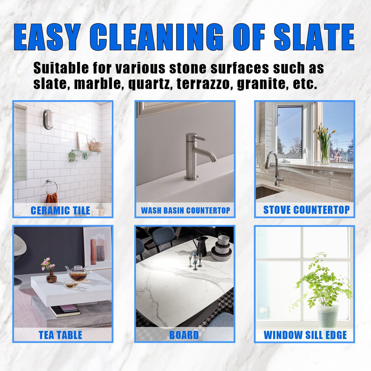 Ceramic Stone Coating Cleaner, Marble Tile Scratch Repair, Eco-Friendly Decontamination ,1set