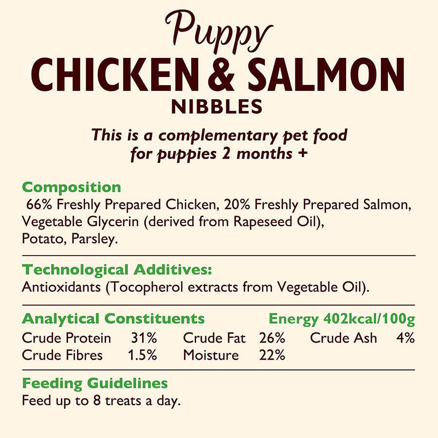 Lily's Kitchen Chicken and Salmon Nibbles Puppy Treats 70G
