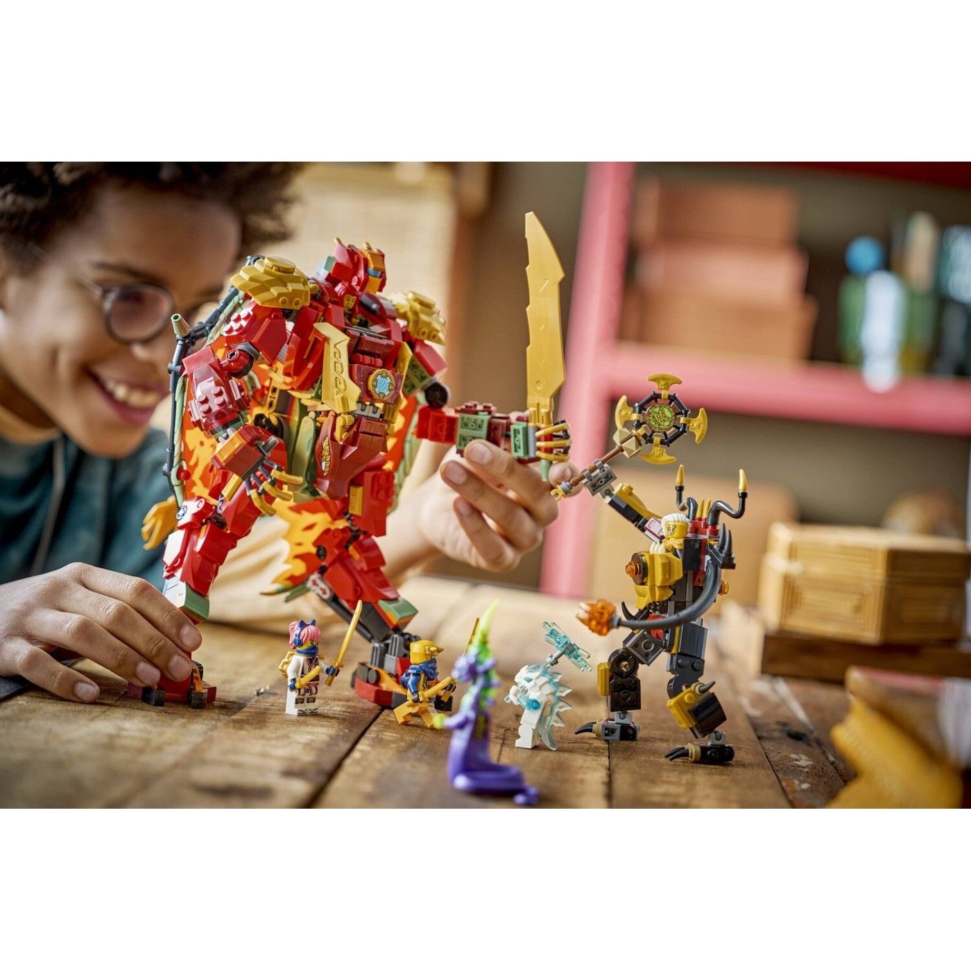 LEGO NINJAGO Wyldfyre's Transforming Dragon Mech Building Set, 821 Pieces, For Age 9+ Years