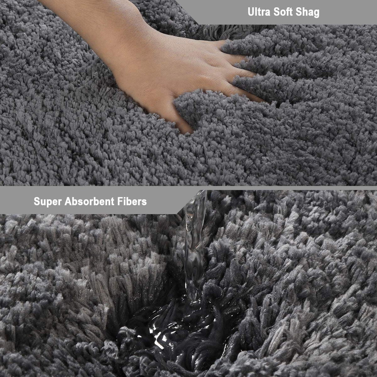 AIESY® Non Slip Washable Shag Fluffy Bathroom Rug