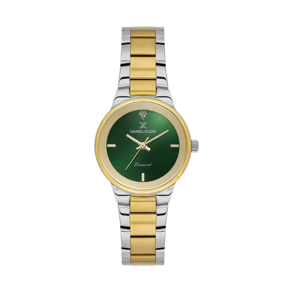 Daniel Klein Diamond Silver and Gold Sunray Dial Stainless Steel Watch for Women, DK.1.14136-4