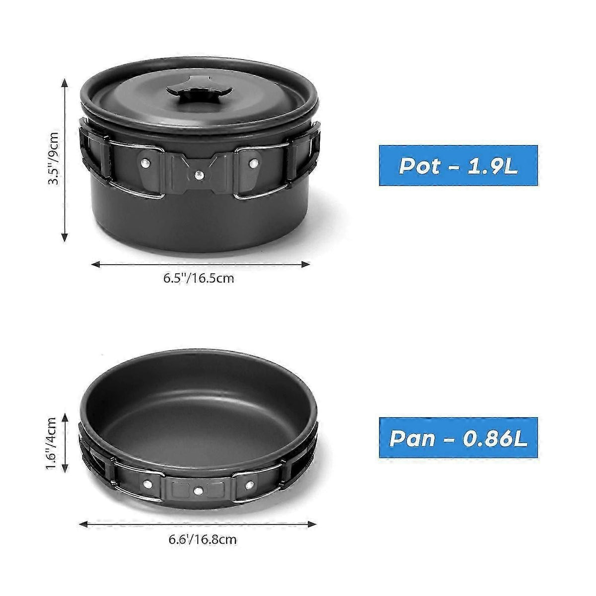 Camping Cookware Kit With Folding Camping Stove Suit, Non-stick Pot Pan Kettle Set For Outdoor Cooking And Picnic For 2 People