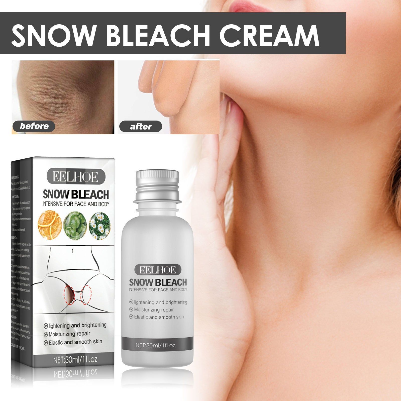 Brightening Skin Cream for Elbows, Knees, Armpits, Dark Spots, Moisturizing, Glow ,30ml