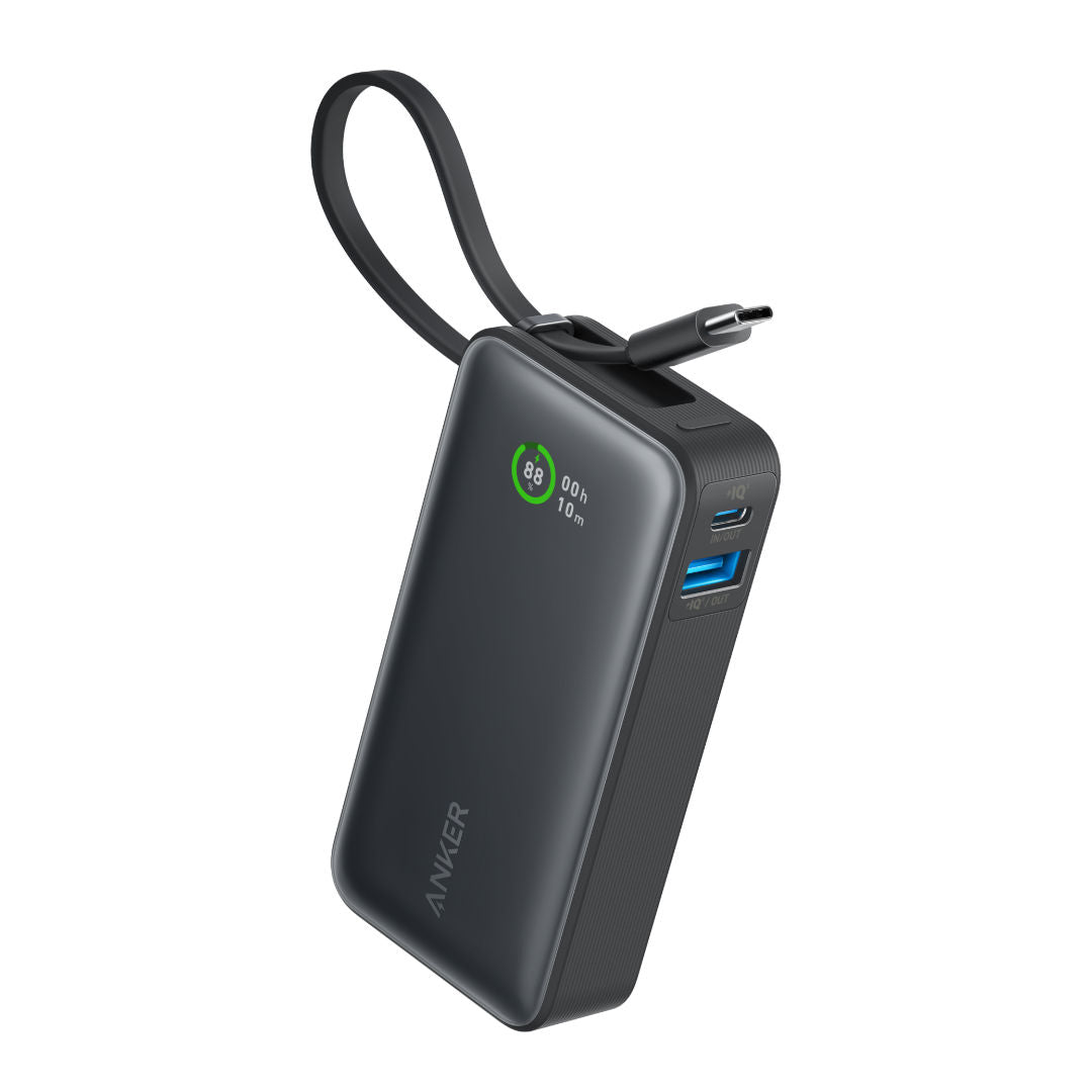 Anker Nano Power Bank,30W, Built-In USB-C Cable, Black, A1259H11