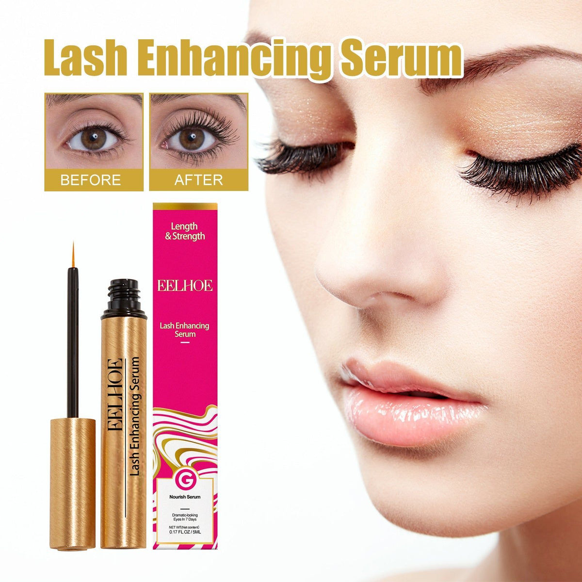 Curling Eyelashes Serum, Natural Long, Thick, Moisturizing, Lash Enhancer ,5ml