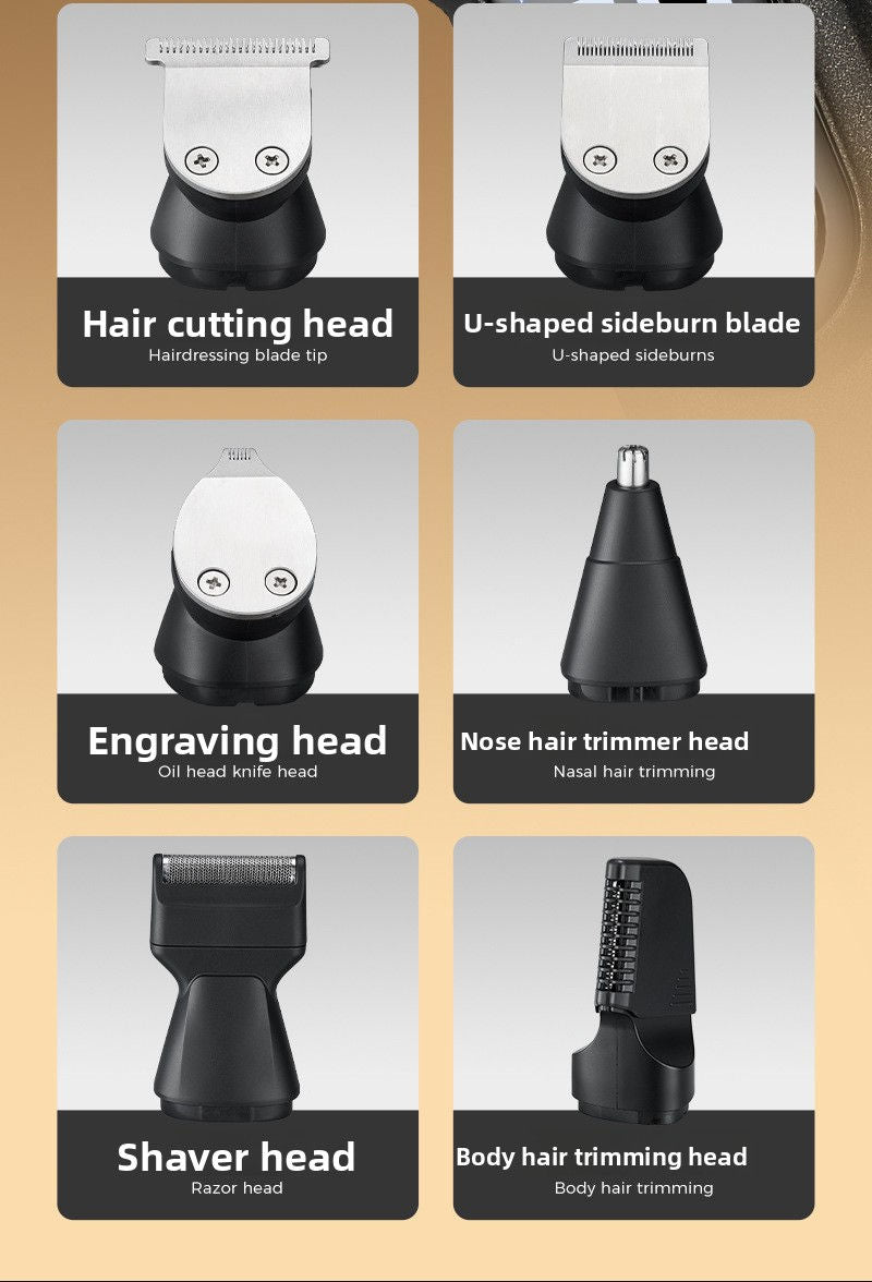 Men’s Hair Clipper Kit, LED Electric Trimmer with Multiple Guide Combs, Silver