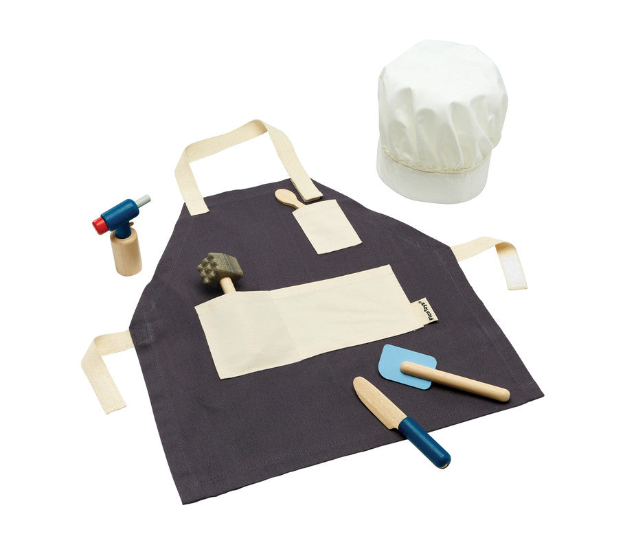 PlanToys Chef Set — Wooden Pretend Play Cooking Set