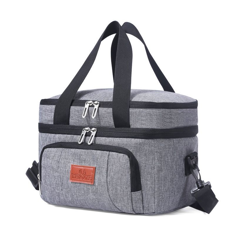 Double Layer Insulated Lunch Bag Waterproof Thermal Cooler Tote with Shoulder Strap