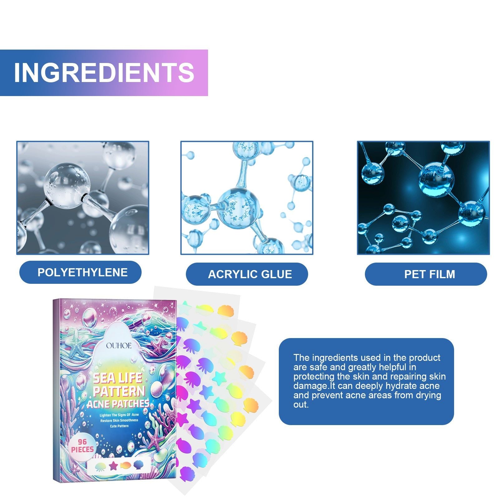 Reduce Acne Fast, Cute Color Pimple Patches, Clear Skin, Blemish Concealer ,96pcs