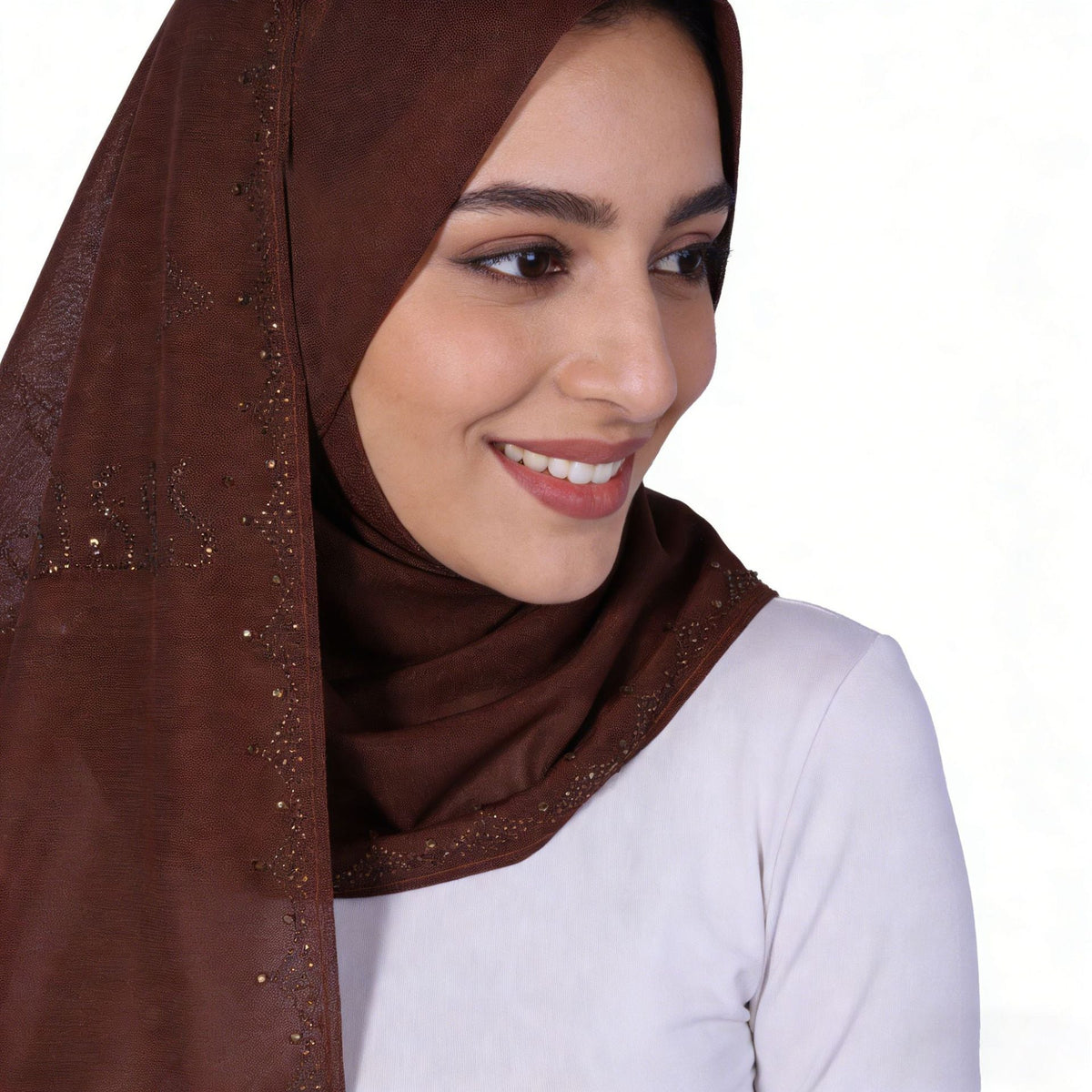 Rhinestone Chiffon Instant Hijab Scarf for Women