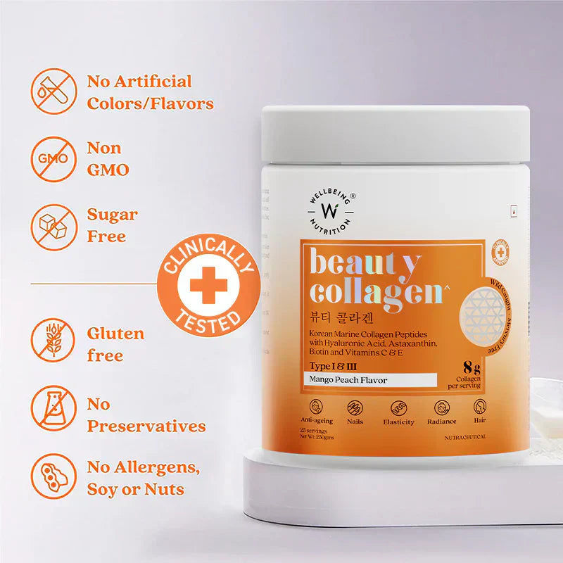 Wellbeing Nutrition Beauty Korean Marine Collagen Peptides, 250 gms