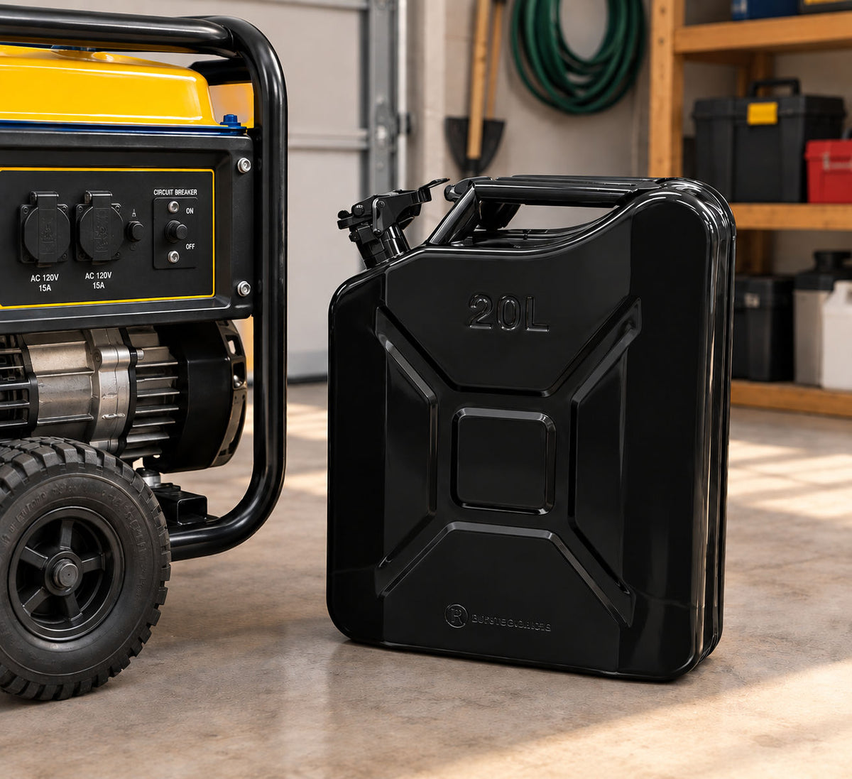 Jerry Can 20L Fuel Cannister, Portable Fuel Tank with Ergonomic Handle