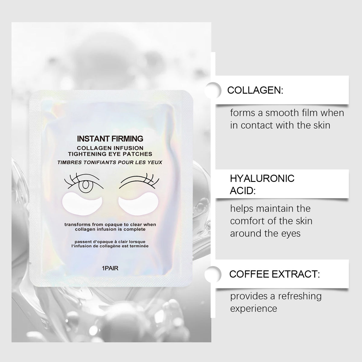 Deep Hydrating Collagen Eye Mask for Youthful Skin, Eye Care, Wrinkle Reduction ,8pairs