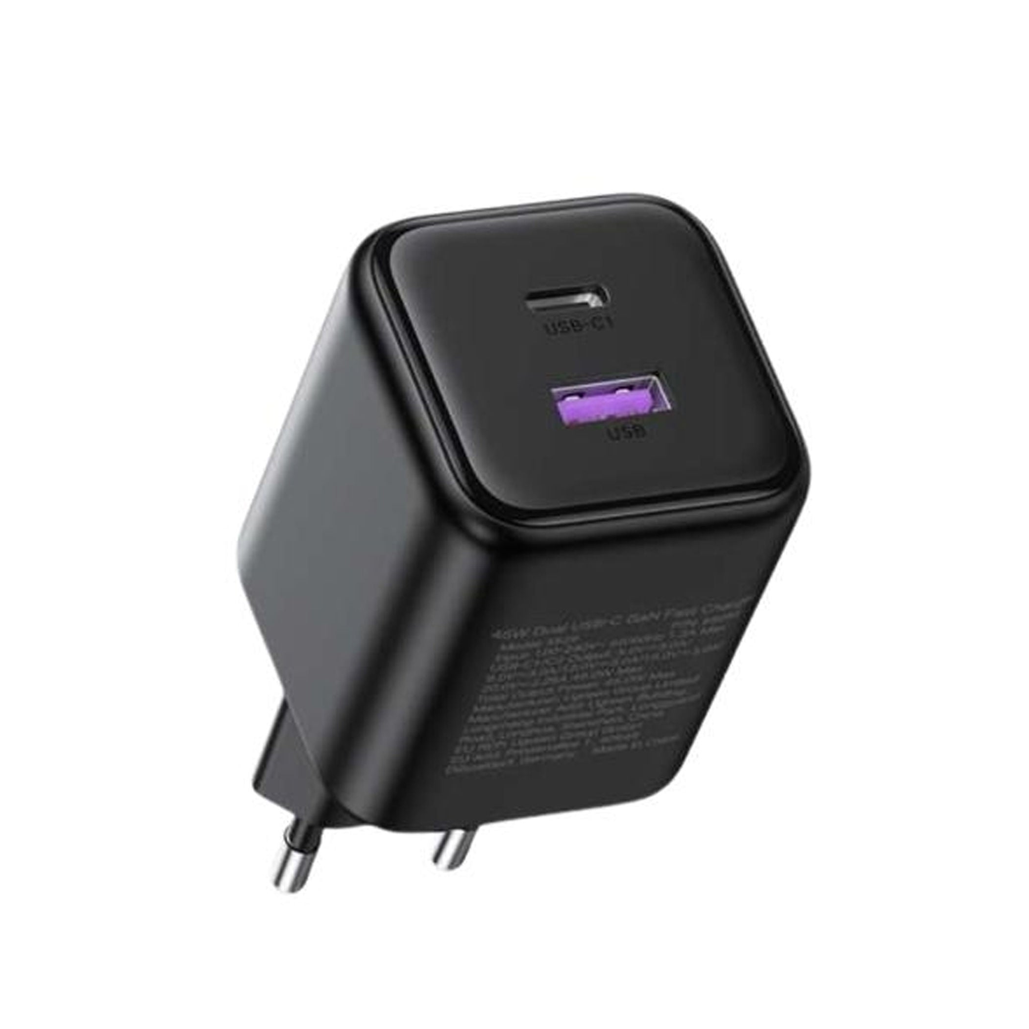 UGREEN X525 45W 2-Port GaN Fast Charger, USB-C + USB-A, EU Plug, Black