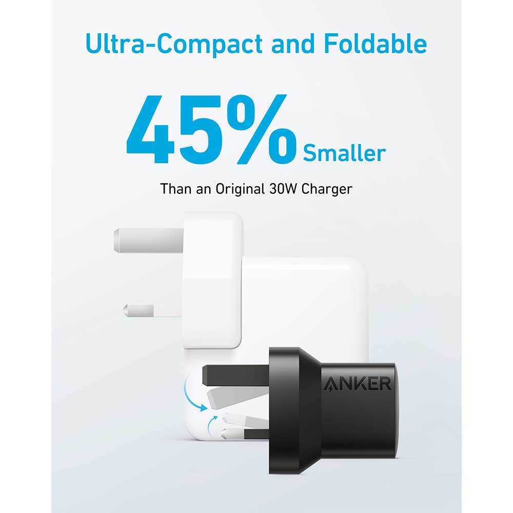 Anker 323 Dual-Port Fast Charger 33W, USB-C PD & USB-A PowerIQ, Black