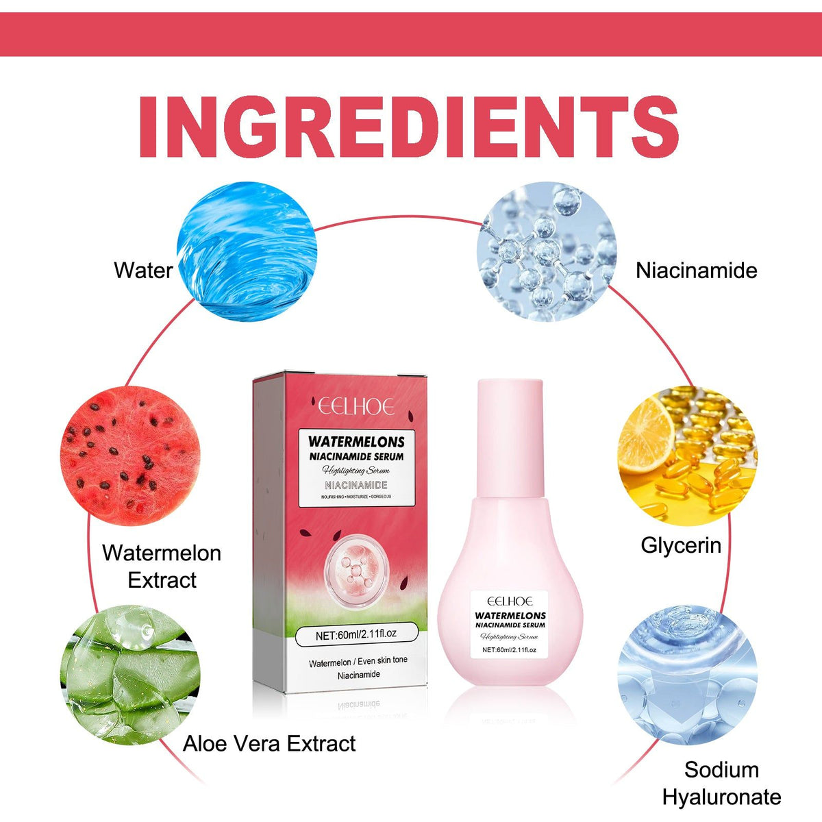 Watermelon Niacinamide Serum for Moisturizing Whitening, Brightening, Pore Care ,60ml