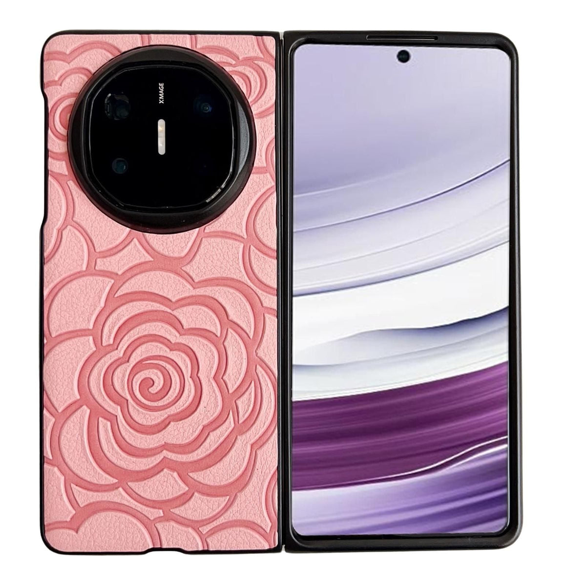 Camellia Pattern PU Case For Huawei Mate X5