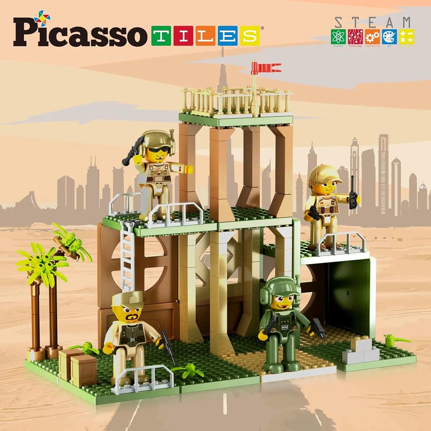 186 Piece Magnetic Military Combat Force Building Set – PicassoTiles