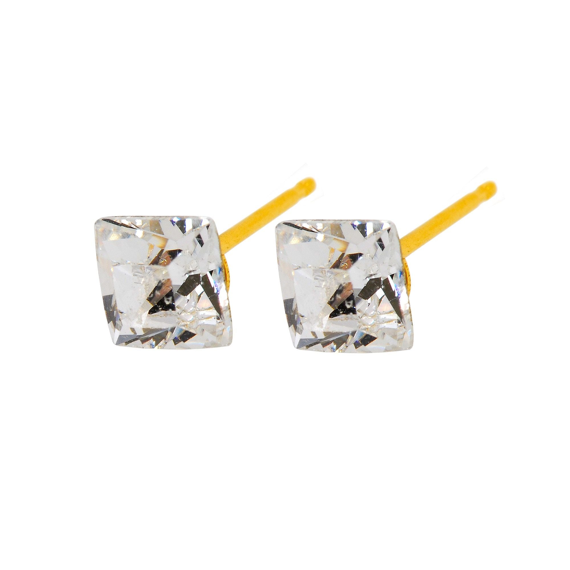 Caflon Fashion Sense Gold Plated Crystal Square, 6mm