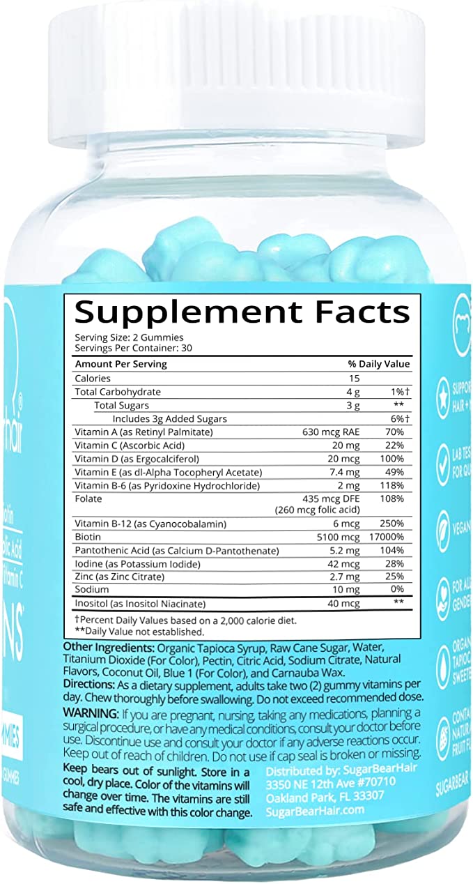KAPIVA Hairfall Ease Gummies for Women + SugarBear Hair Vitamins, 60 Vegan Gummies
